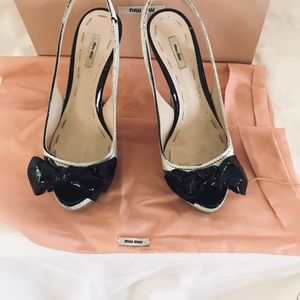 Miu Miu Cracle Lux Blanco Sling Back  Size 6